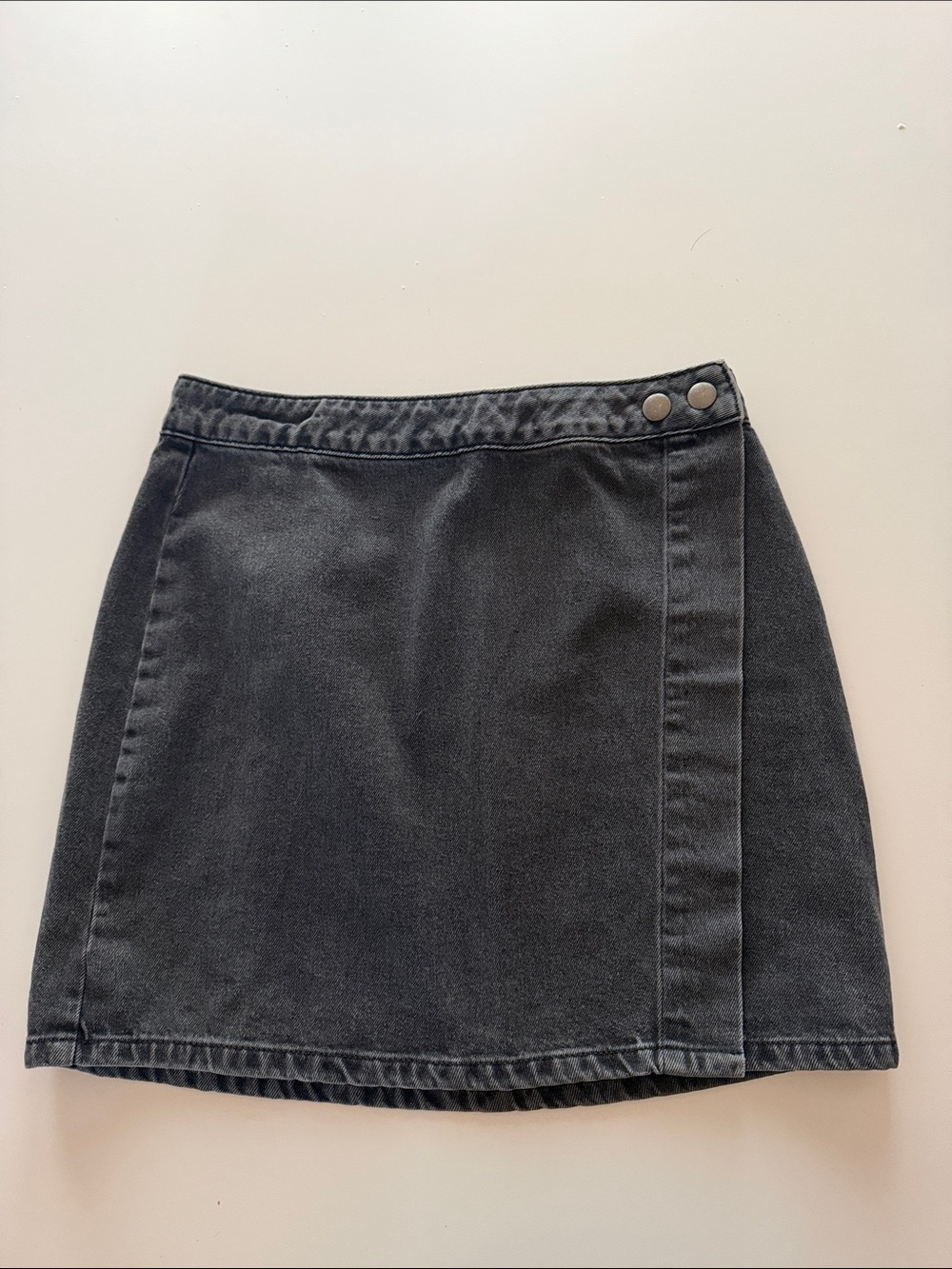 ASOS Black Denim Wrap-Style Mini Skirt